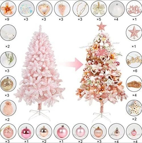 Pink christmas tree snow - christmas,