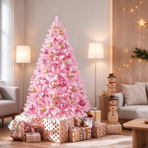 Pink artificial christmas tree - artificial,