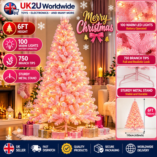 6ft pink artificial christmas - pink,