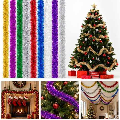 Shiny tinsel garland 8m - shiny,