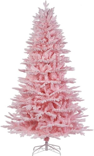 6ft pink sugar - snow, flocked